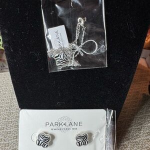 Park Lane Icon Black and White Zebra Necklace and Earring Set